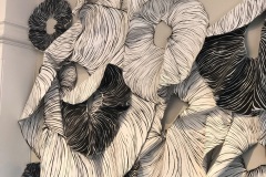 Large scale, site specific drawing installation. Large muscle-tissue like donut forms fold and flow over the walls.