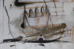 Loose abstract drawing featuring dissolving lines and brush strokes