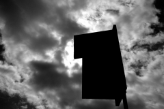 Black and white photograph of a birdhouse