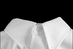 Black and white photograph of a white shirt collar