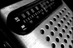 Black and white photograph of a radio detail