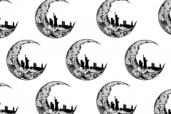 Moon with NYC in cresent repeated pattern.