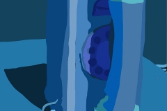 Old style telephone using shades and values of blue monochromatically.