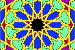 Geometric shaped pattern in a circular shape inside a square.