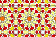 Flower pattern in geometric shapes.