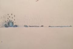 Sketch of an explosion in reverse and using cool colors.