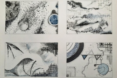SAMPLERS OF LINES, DOTS, SHAPES CREATING PATTERNS AND TEXTURES WITH VARIETY OF MEDIA.