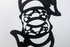 Abstract shapes with reversible figure ground relationship.