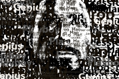 A portrait of Ironman using letterforms.