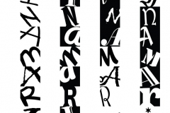 A typographical grid with letterforms spelling the name of the student.