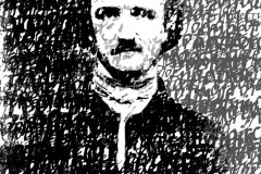 A portrait of Edgar Allen Poe with letterforms.