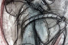 An action cartoony rat drawing with lots of gestural line making suggesting a lot of movement.