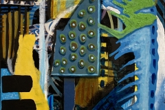 abstract colorful geometric forms interact.
