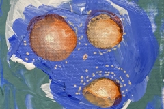 colorful splotches of paint get smaller and overlap.