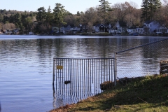 lake with fence.
