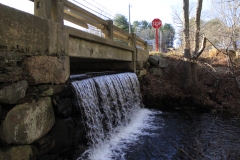 waterfall and stop sign.