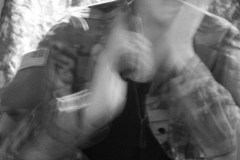 blurred distressed soldier.