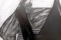 charcoal drawing of some objects with varying shades of light and dark.