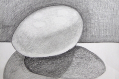 graphite value drawing of an egg. The range in values giving the egg it's form.