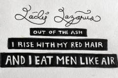 One hand lettered, one digital, a quote from Sylvia Plath