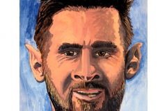 Caricature of international soccer star Lionel Messi. Messi is an Argentine professional footballer who plays as a forward and captains both Spanish club Barcelona and the Argentina national team.