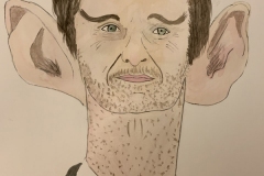 Caricature of movie star Hugh Jackman. Jackman is an Australian actor, singer, multi-instrumentalist, dancer and producer.