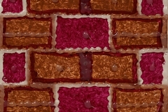 A deeply textured "painting" depicting a brick wall-like surface.