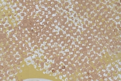 abstract texture painting with a pocky textured background and a weird glittery can in the foreground.