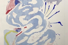 A large organic snake like form winds across the composition with a few other forms emerging from behind.
