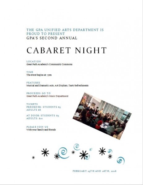 2016 Cabaret Night Information.  