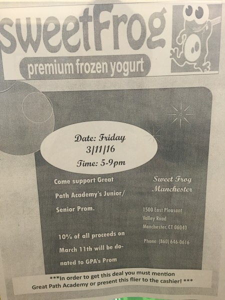GPA March Sweet Frog Fundraiser