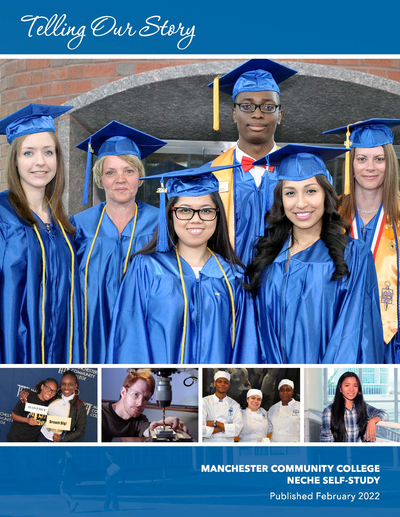 Cover of 2022 NEASC Self-Study depicting graduating and smiling students