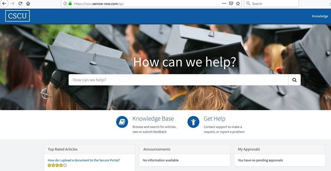Screenshot of the CSCU Faculty and Staff IT help portal